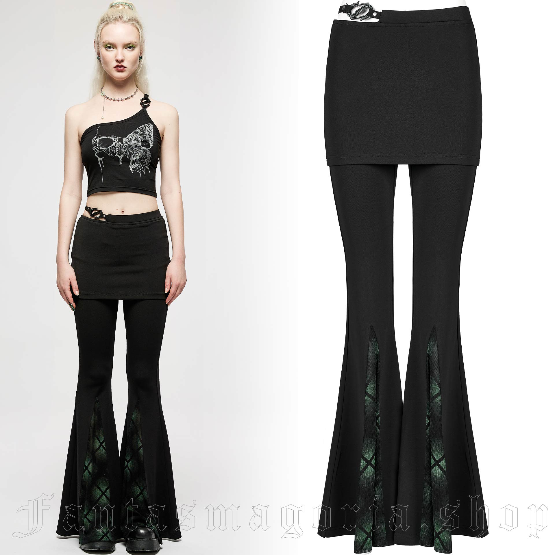 Butterfly Effect Black and Green Trousers Punk Rave OK-001DQF/BK 1