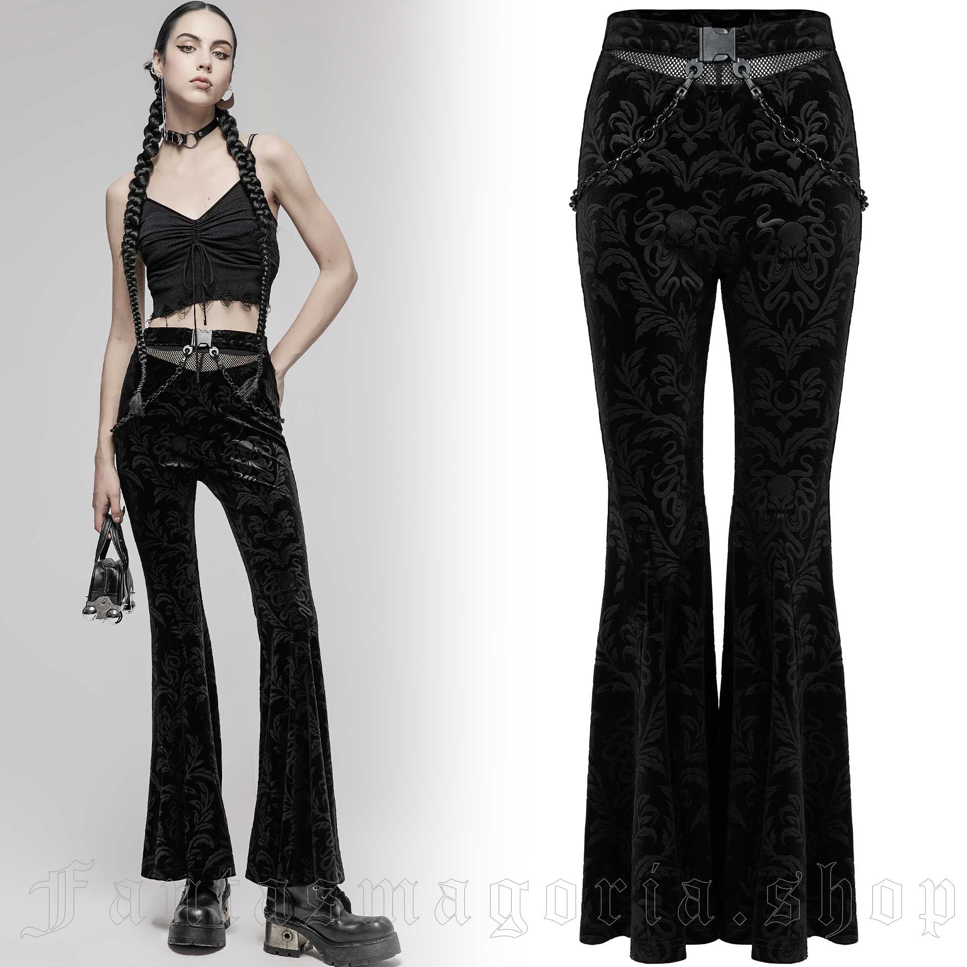 Women`s Gothic flared velvet trousers.. Punk Rave OPK-476.
