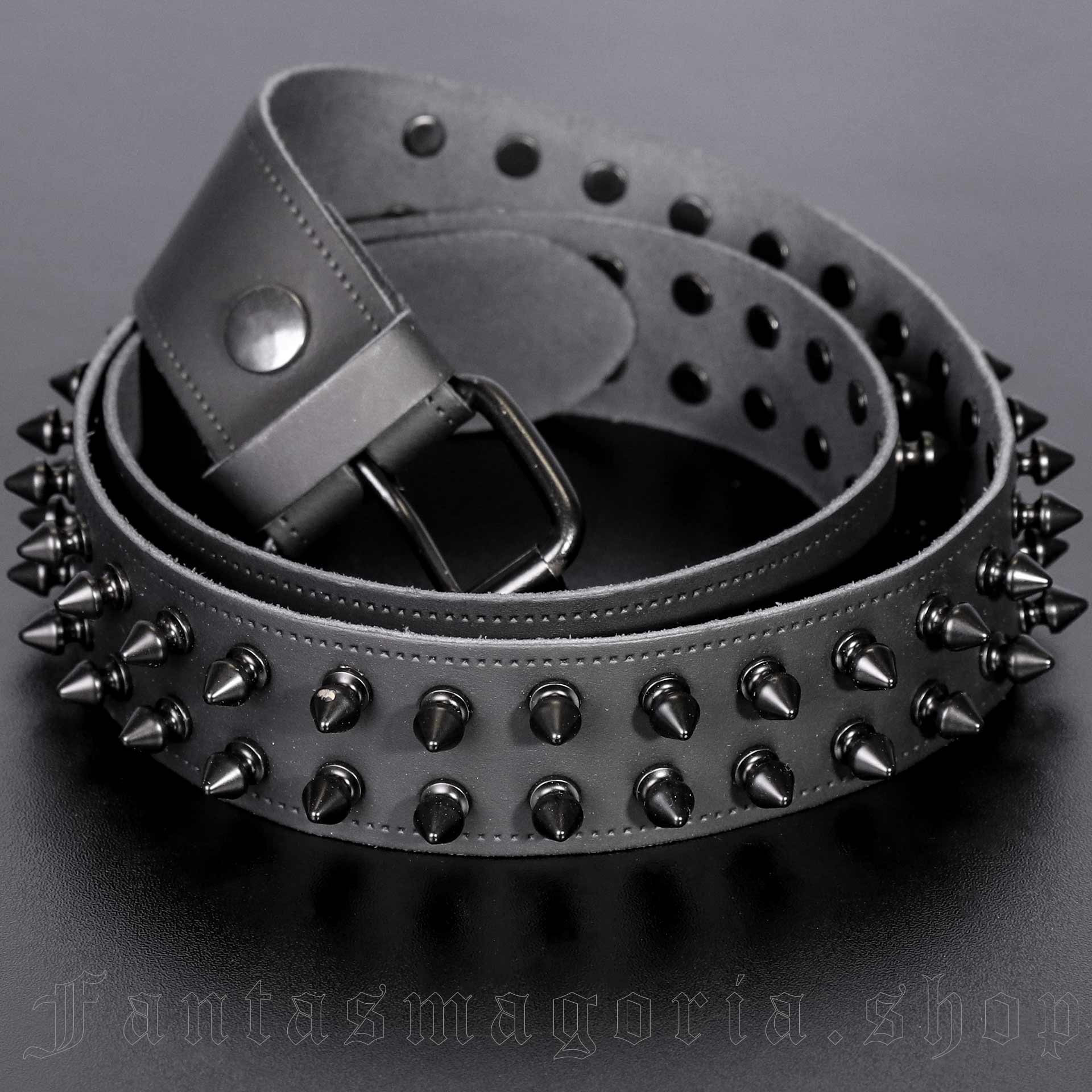 Black Spikes Leather Belt by NoName brand