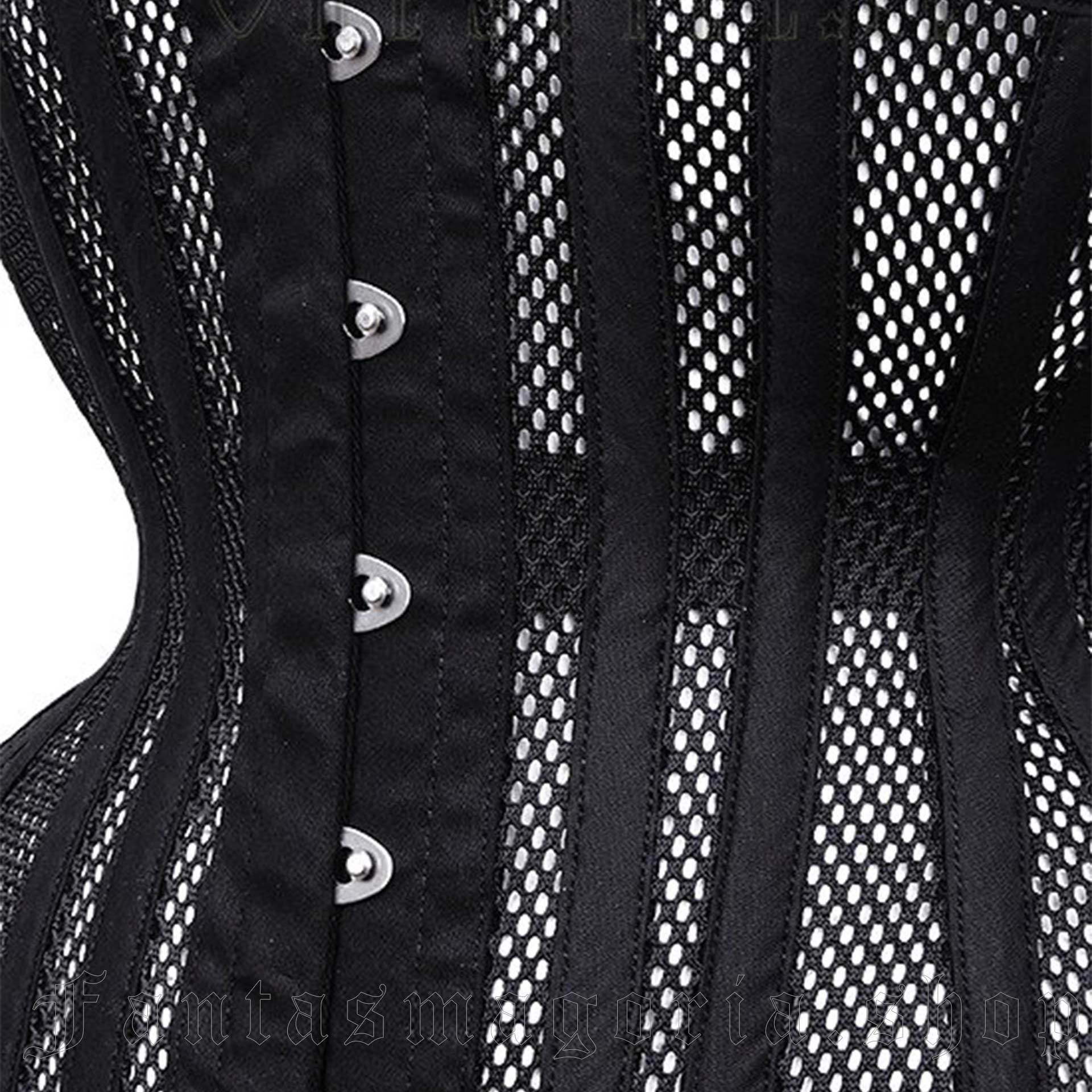 SKELETON UNDERBUST anatomical, Black cotton corset, horror - Restyle