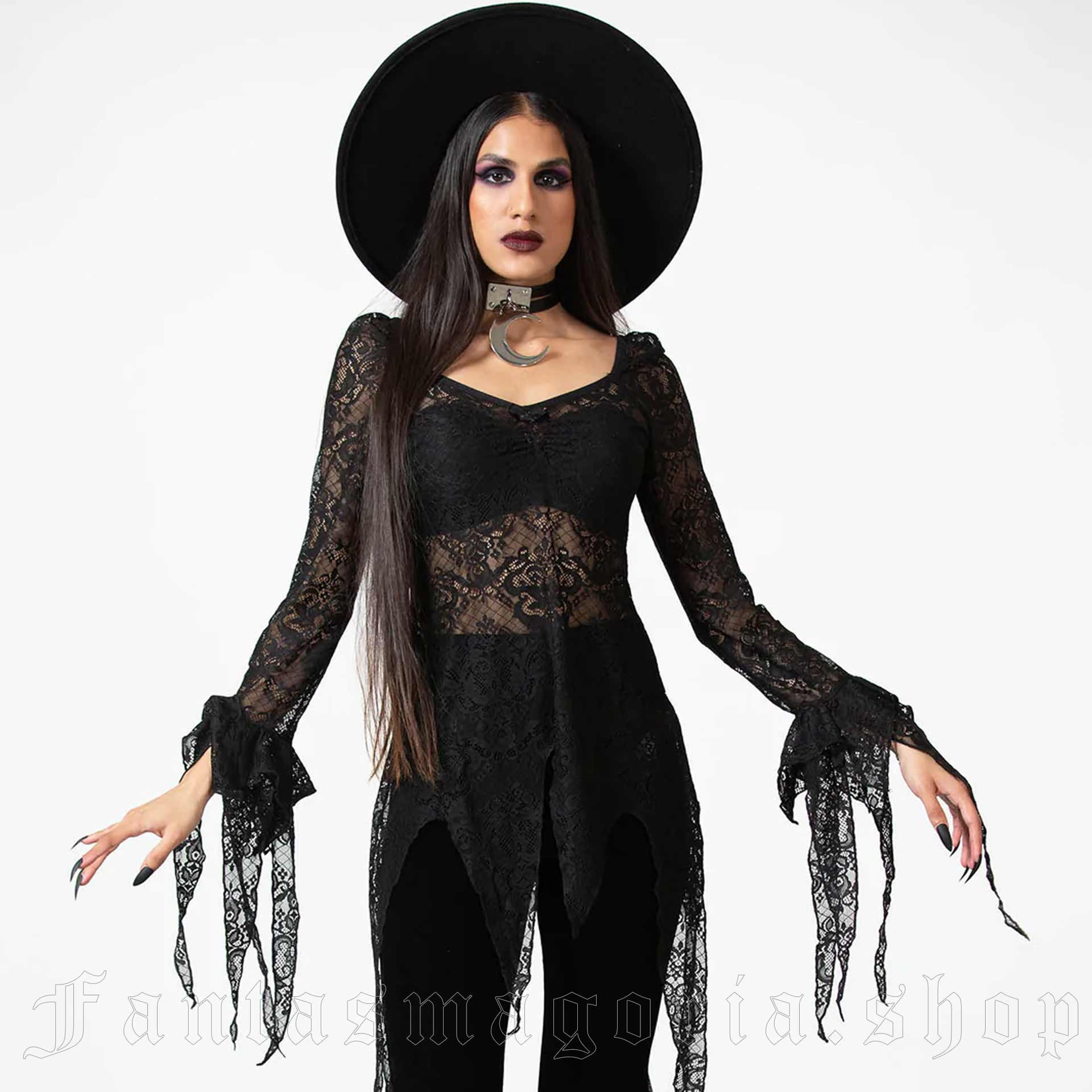 Women's Gothic Black Lace Top - Killstar KSRA005759