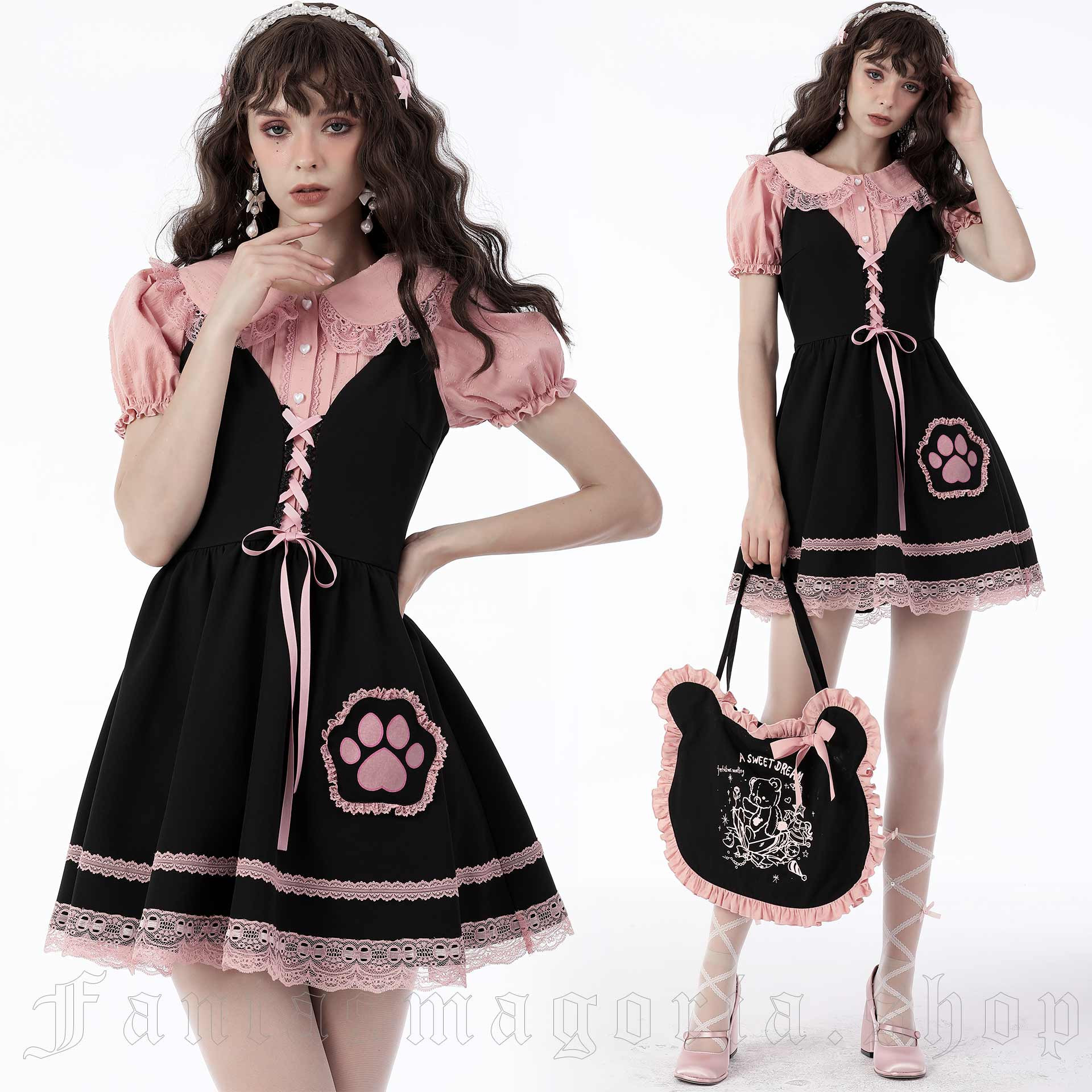 A pink lolita-style dress < with my hands - Dream