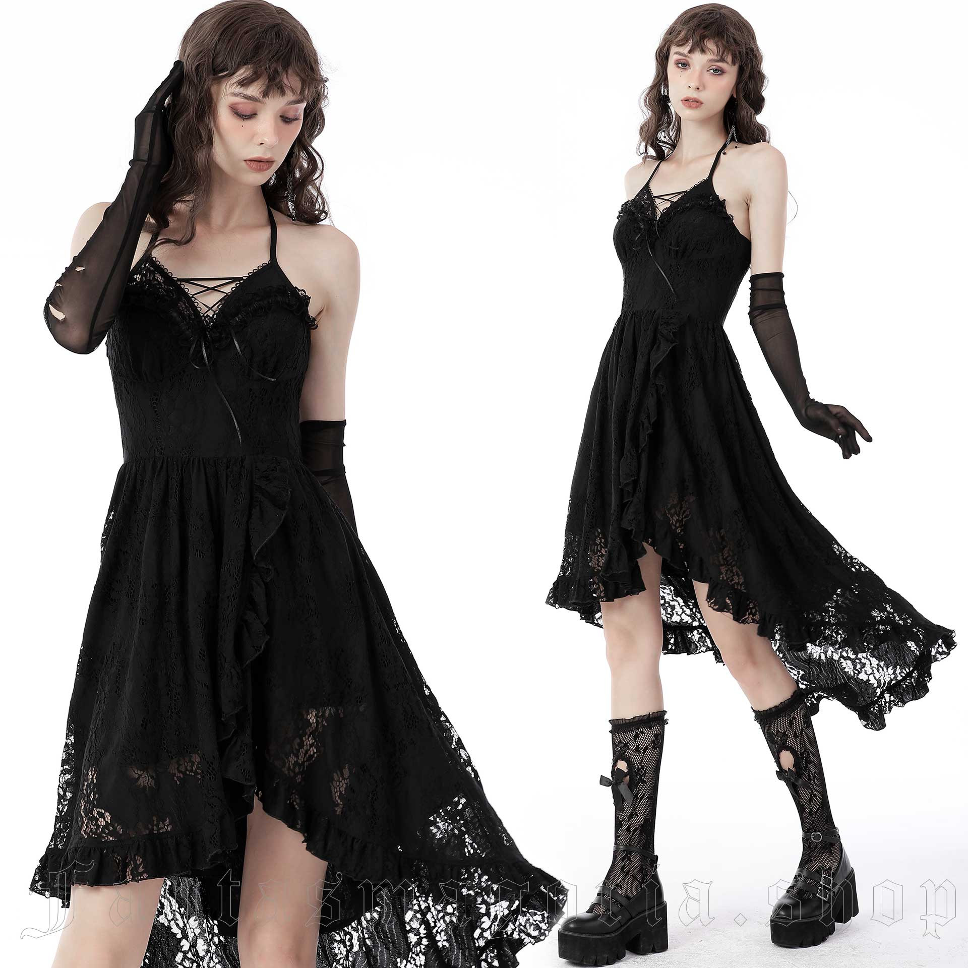 Eva Lady Black Romantic Sexy Gothic Lace Dress Top for Women 