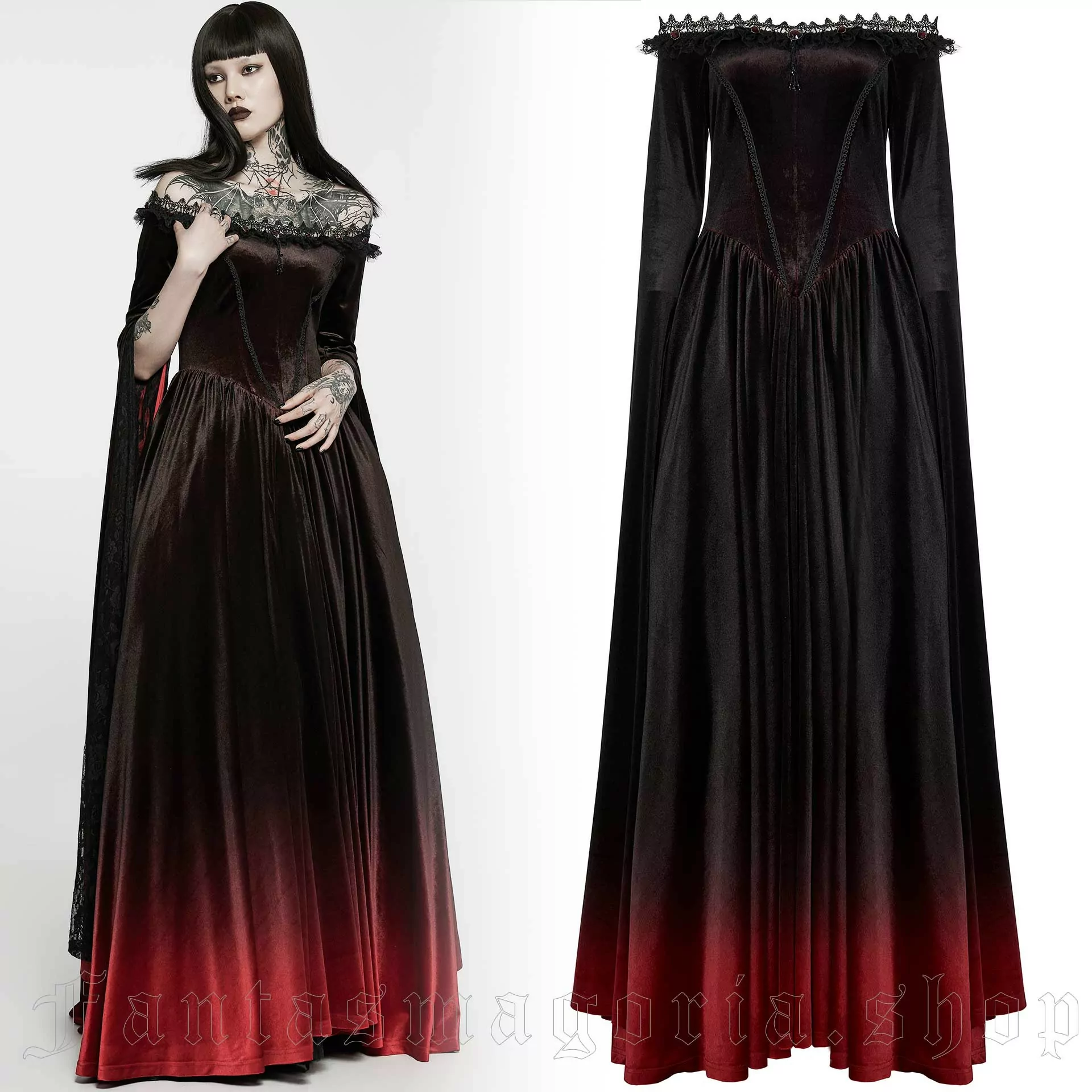 The Masquerade Gothic Victorian Velvet and Lace Vampire Gown 