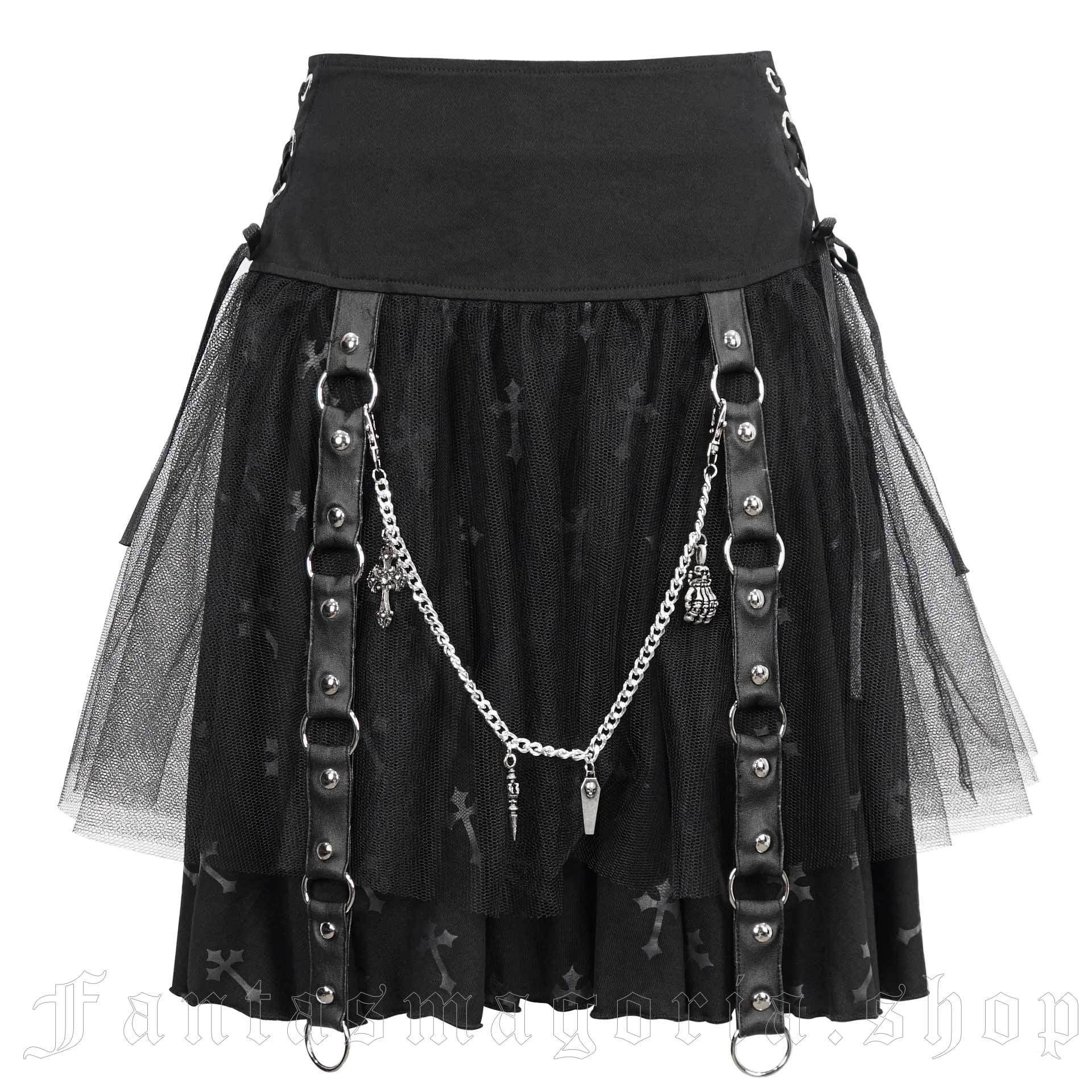 Sweet Pandemonium Black Print Skirt - Devil Fashion - SKT15701 1