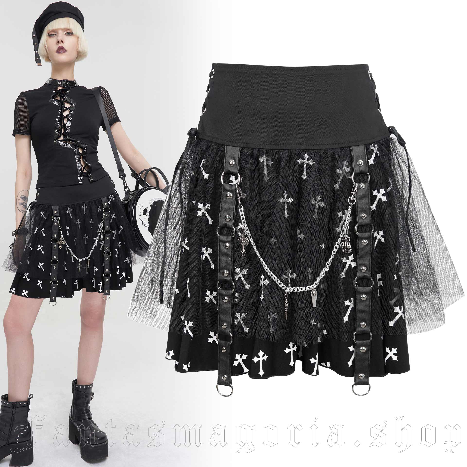 Sweet Pandemonium White Print Skirt by Devil Fashion brand