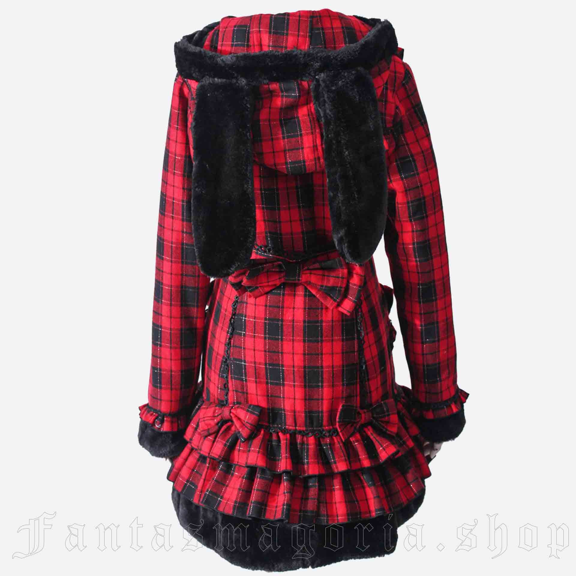 Women's Punk Lolita Red Tartan Short Coat