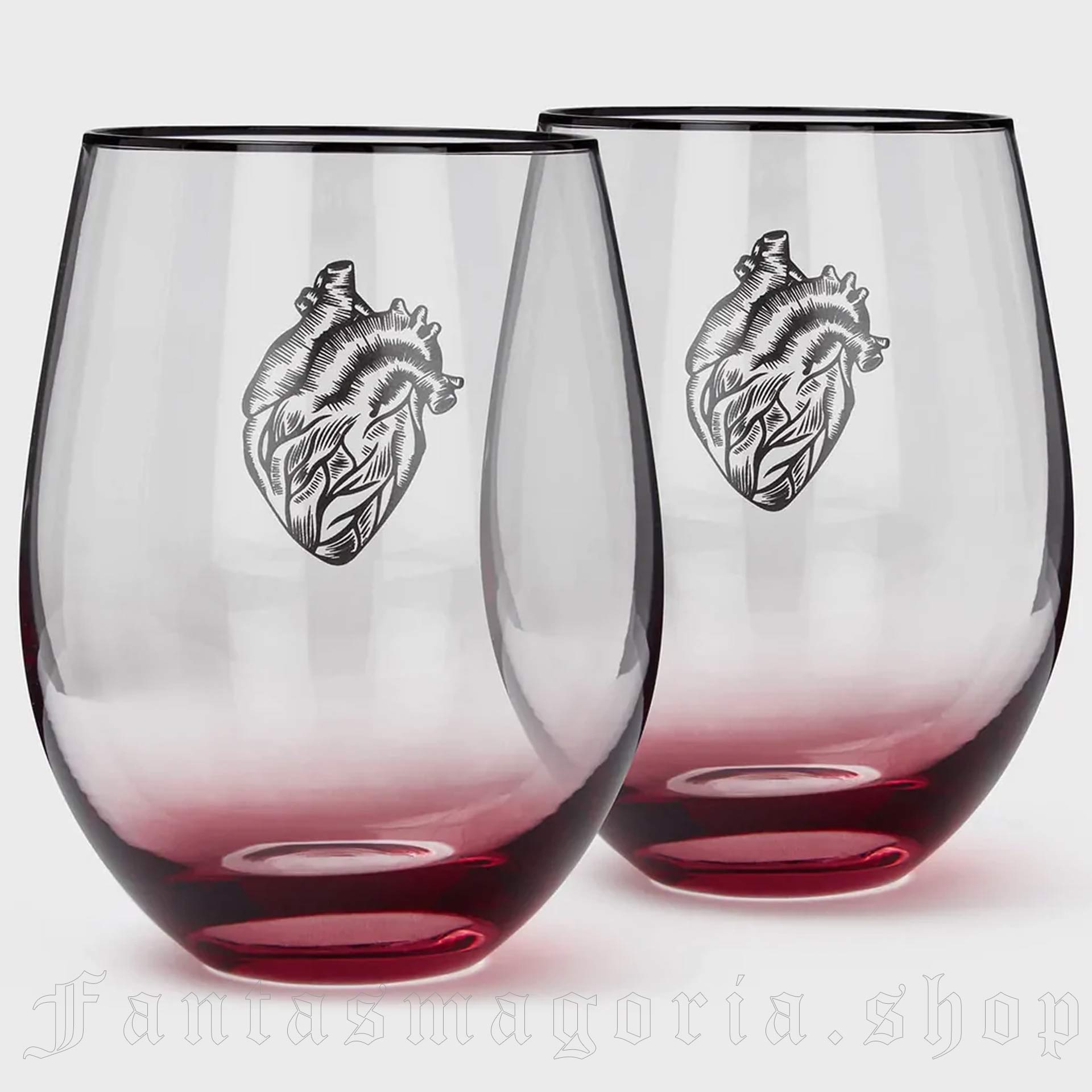 Ana-Tomic Heart Stemless Wine Glass Set
