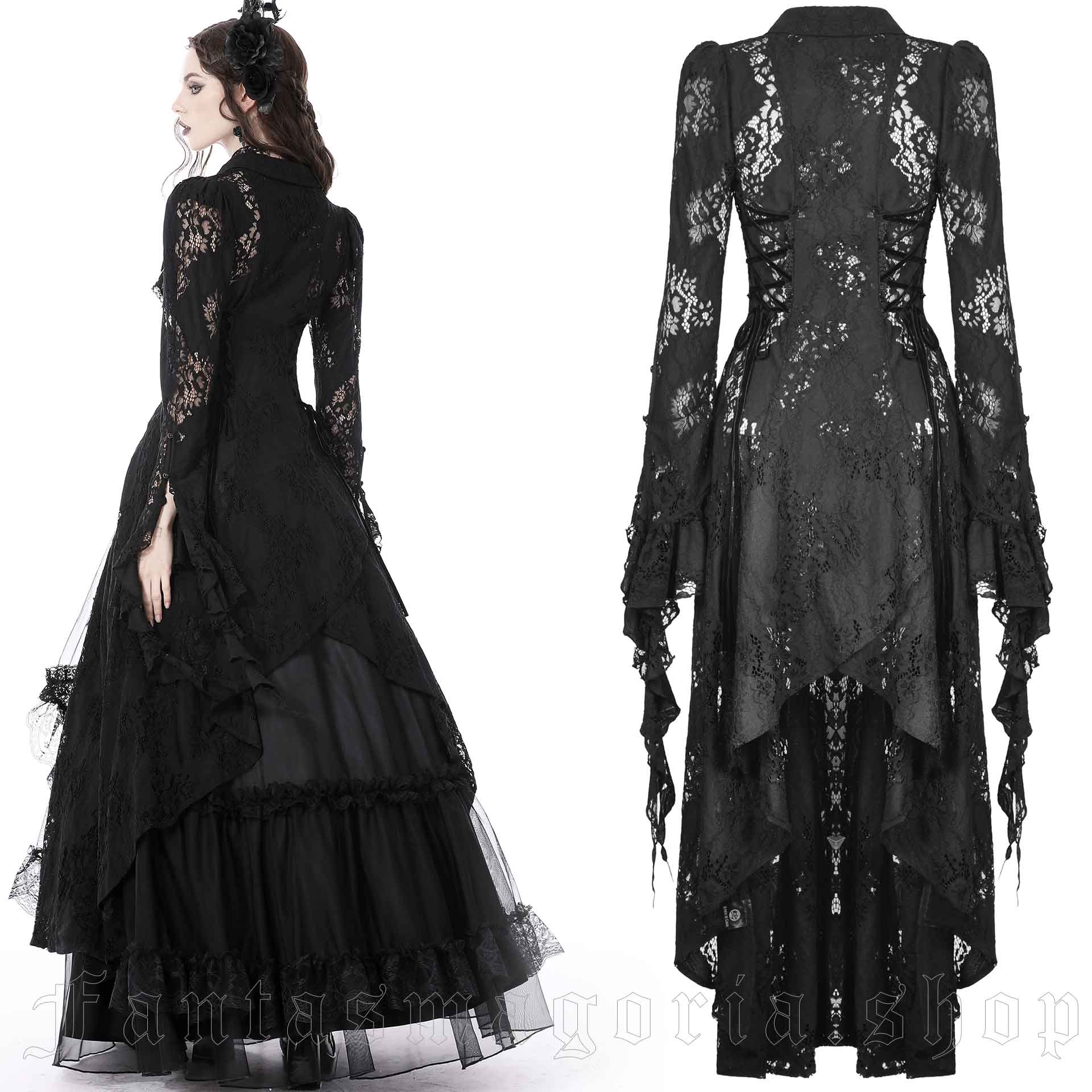 Lady Gothic Dress Ruffle Mesh Puff Sleeve Bow Steampunk Cosplay Irregular  Retro | eBay