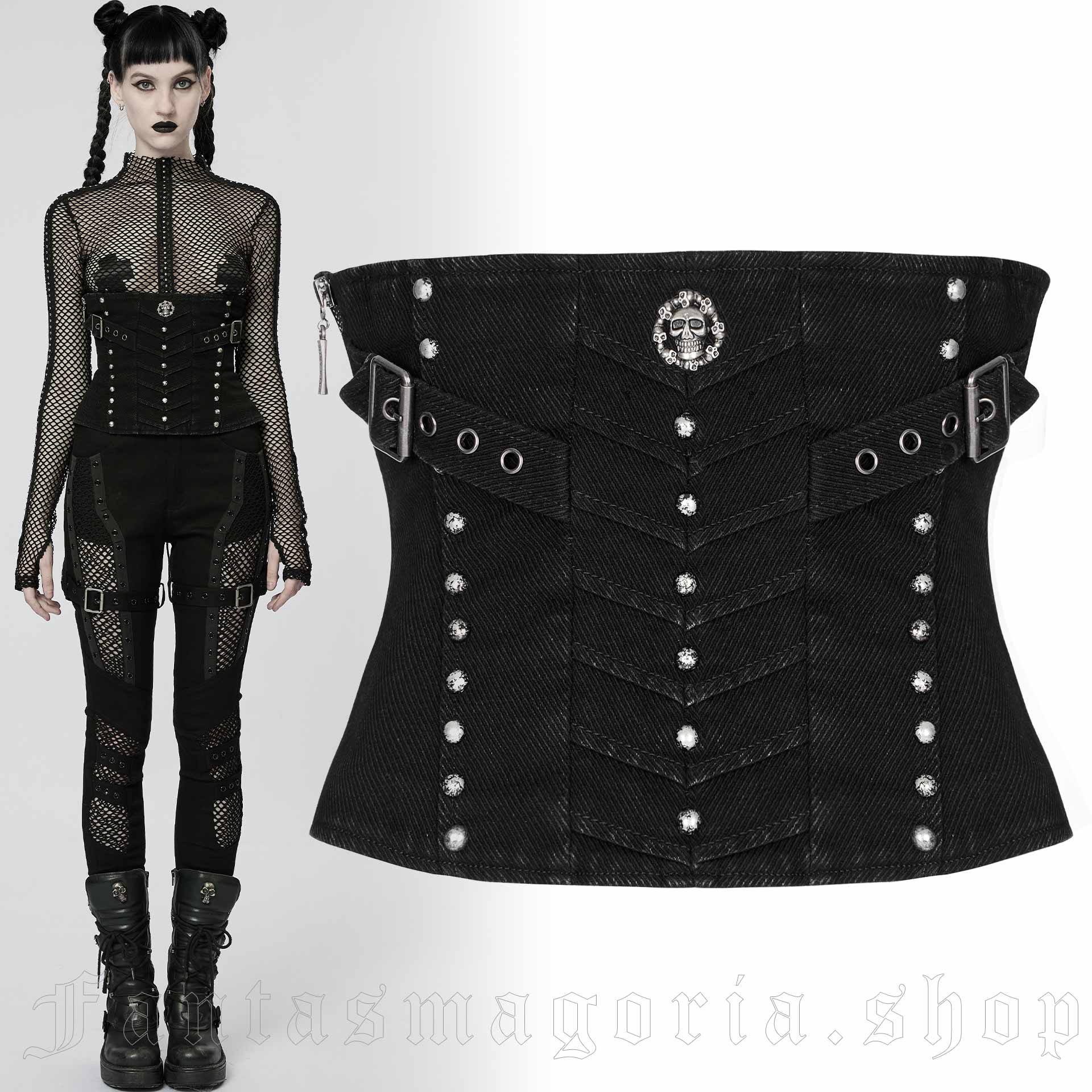Large selection of women's metal corsets. All in stock. punk 