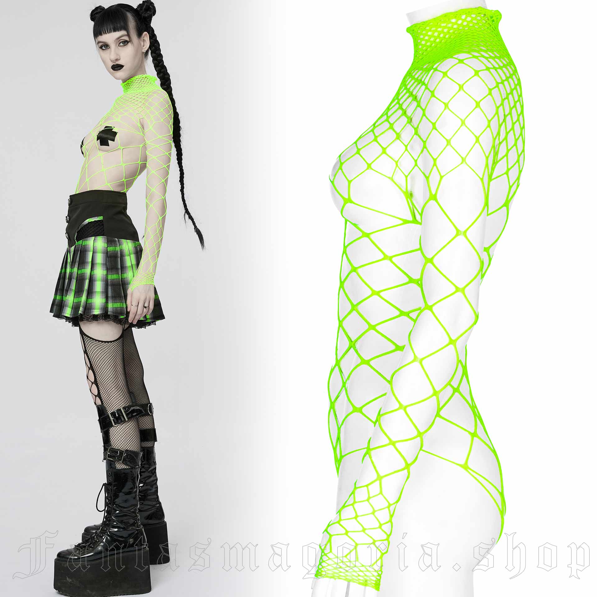 Neon Green Fishnets Pantyhose Rave Club Wear Cosplay Anime Adult One Size  for sale online