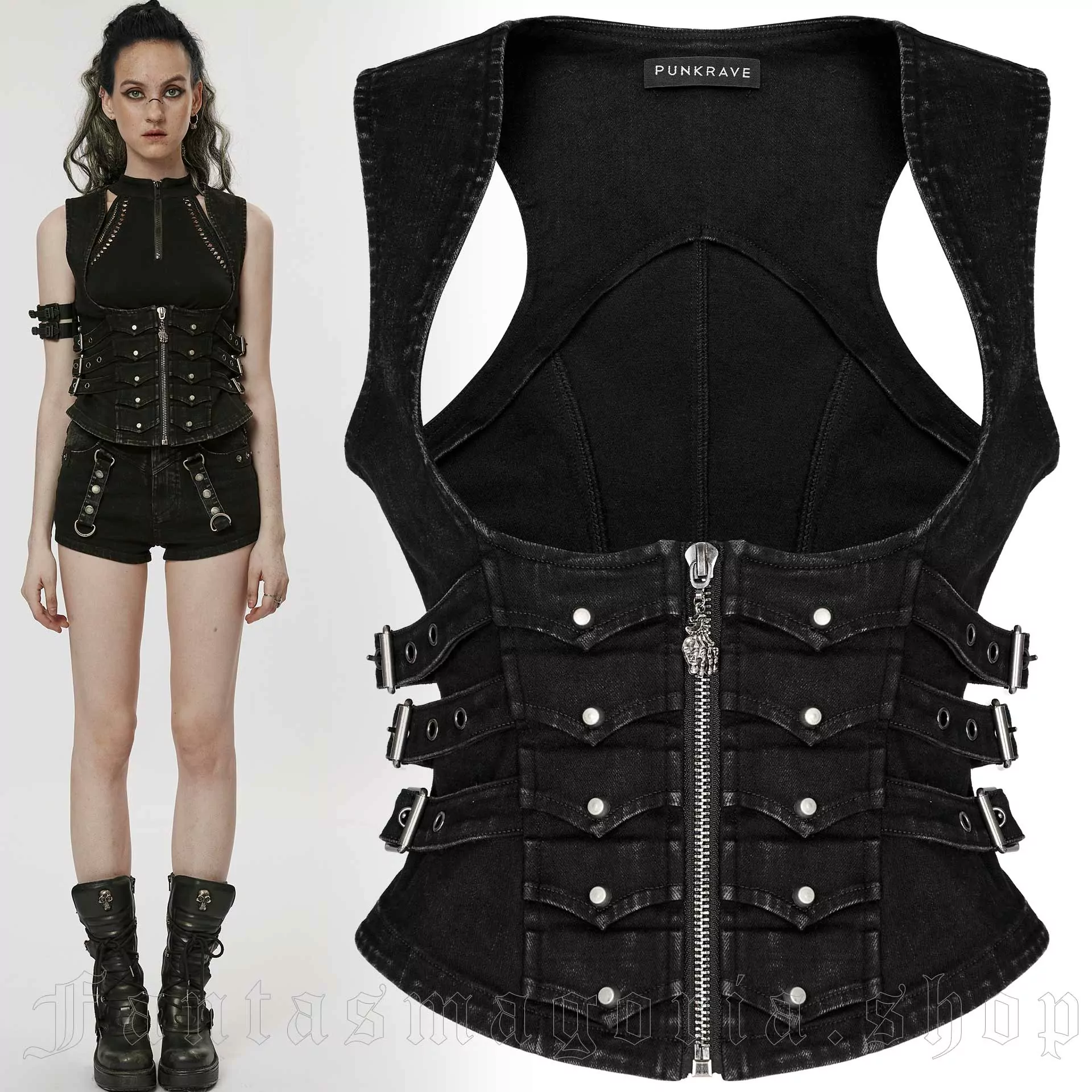 Brown Leather Corset With Buckles & Stud ,available in a Range of Colours -   Canada