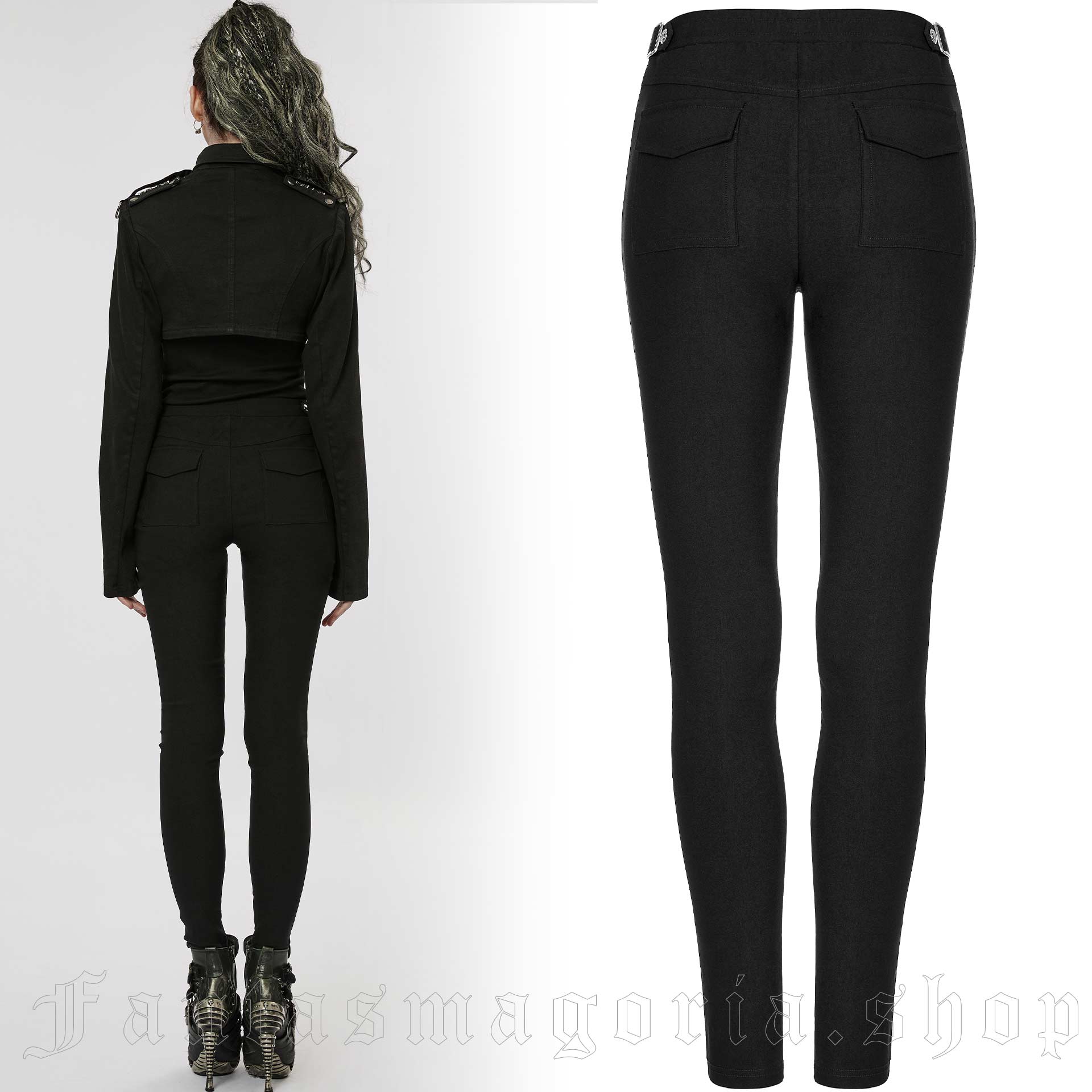 Women`s Casual Gothic black skinny trousers.
