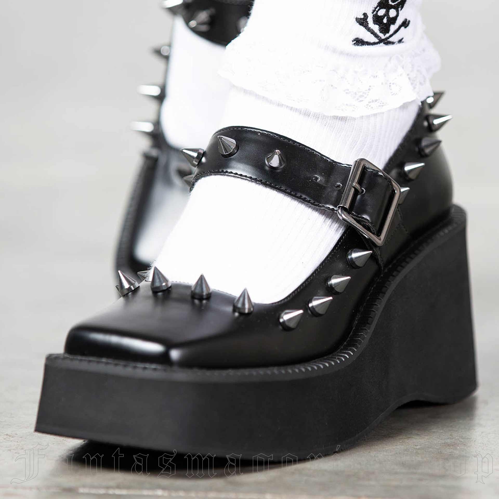 Gothic black spiked mary jane shoes. - Killstar - KSRA008595