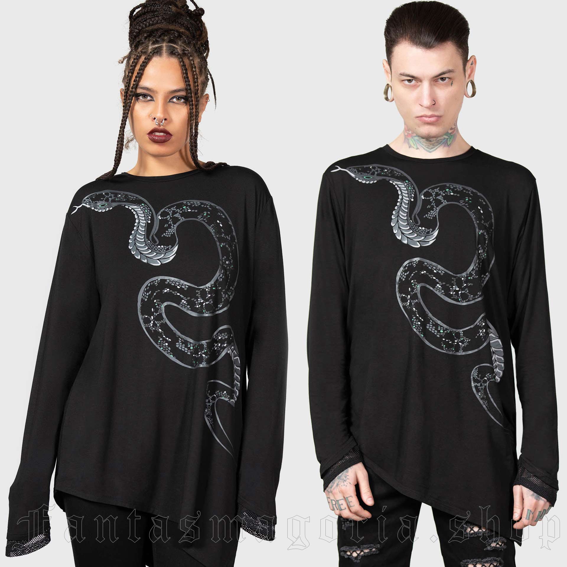 Loose Long-Sleeve Snake Print Top - Killstar KSRA008520