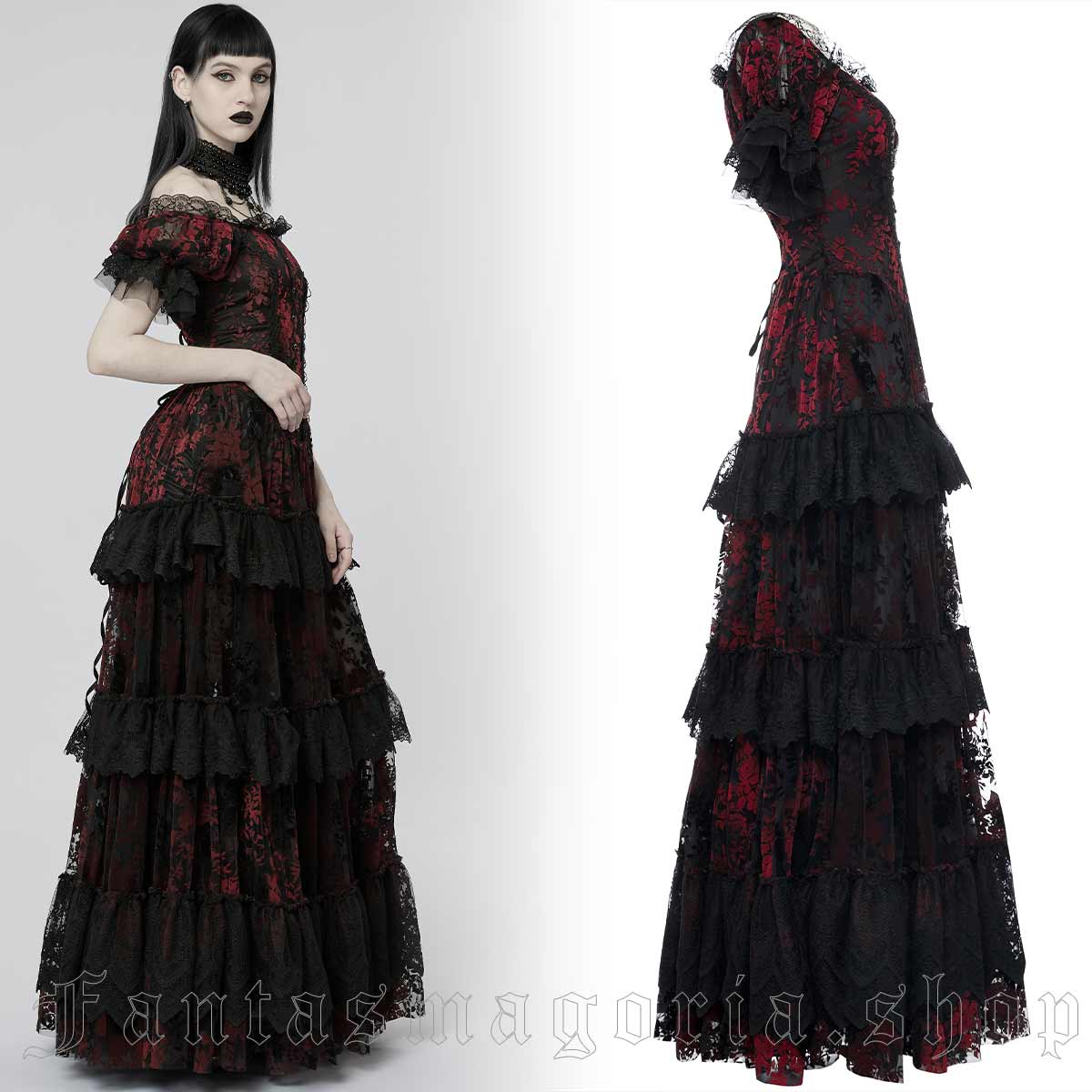 Dark Palace Black Red Dress - Punk Rave | Fantasmagoria.shop