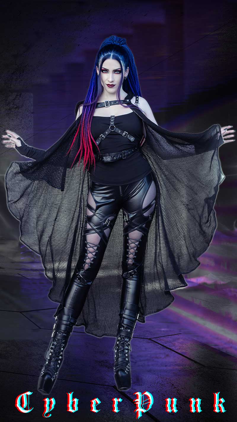 Daedra model is wearing a Post-Apocalyptic Gothic outfit from Fantasmagoria
