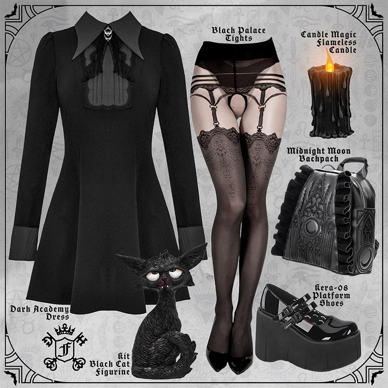 Black Halloween Widow Witch Set
