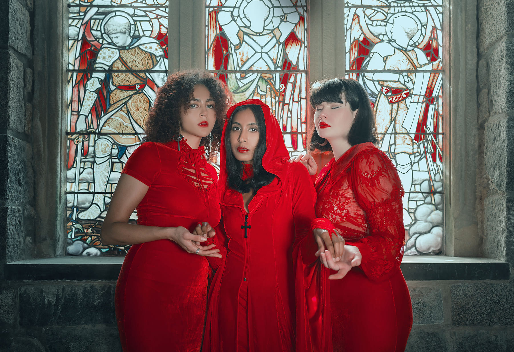 red velvet and bright red lace long gothic dresses 