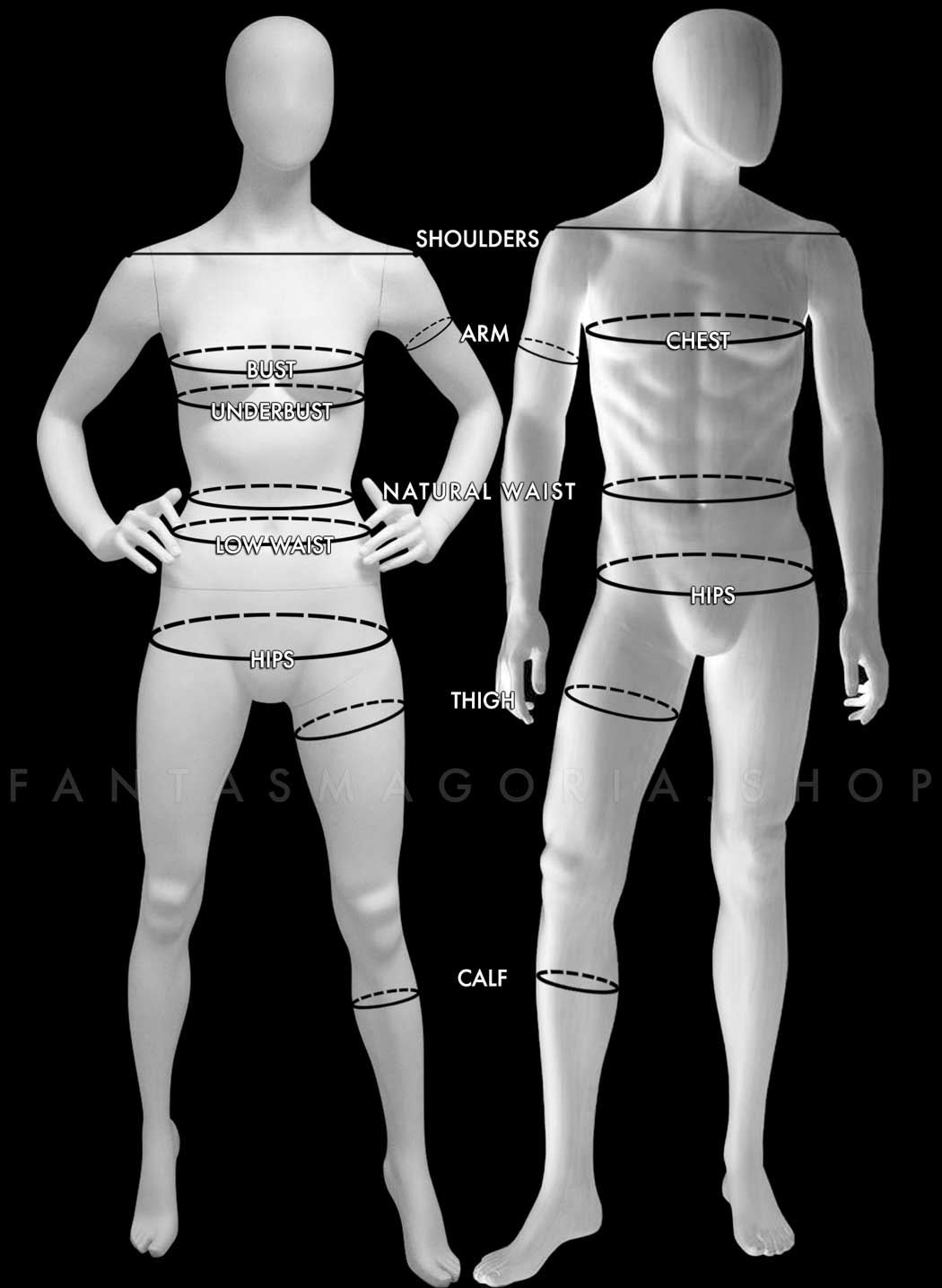 Female and Male mannequin bodies