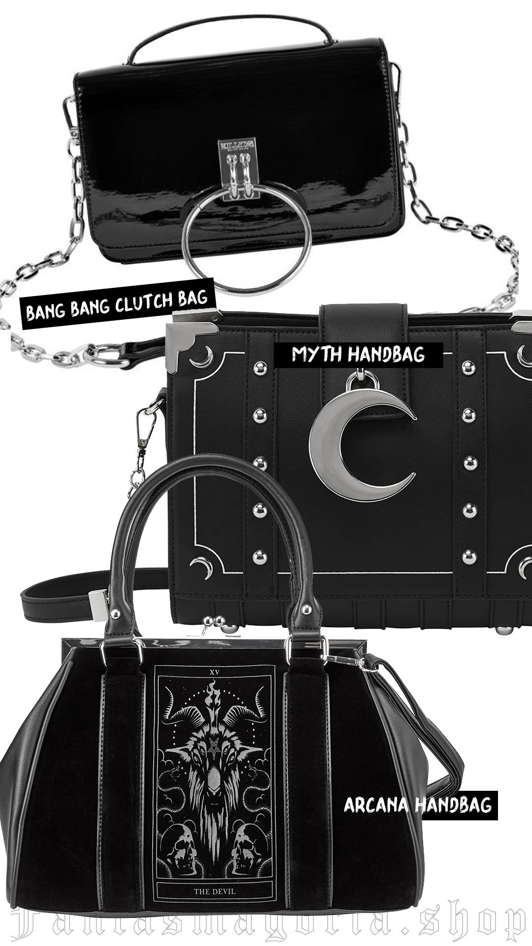 goth handbags clutch bags with the moon and chains
